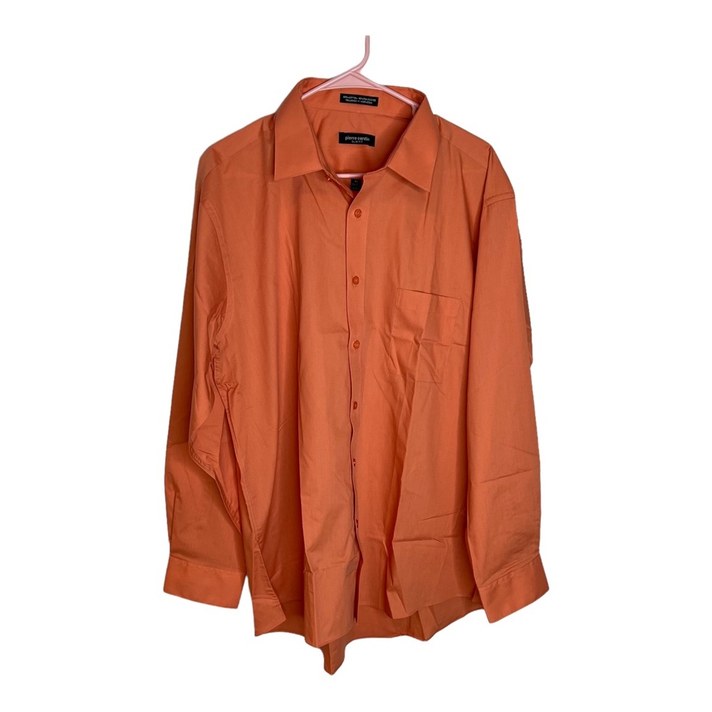 Pierre Cardin Men’s Slim Fit Button Up Orange Shirt Dress Shirt